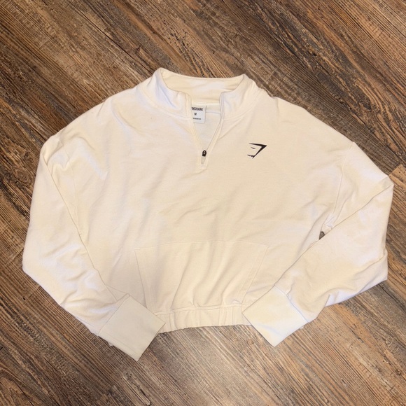 Gymshark Tops - Gymshark Women's White Quarter-Zip Sweatshirt